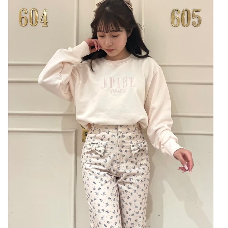 ÉPINE PARIS embroidery sweat babypink×babypink 
