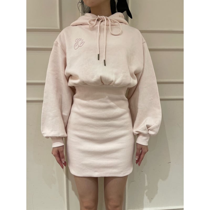 Eé embroidery hoodie onepiece baby pink | épine