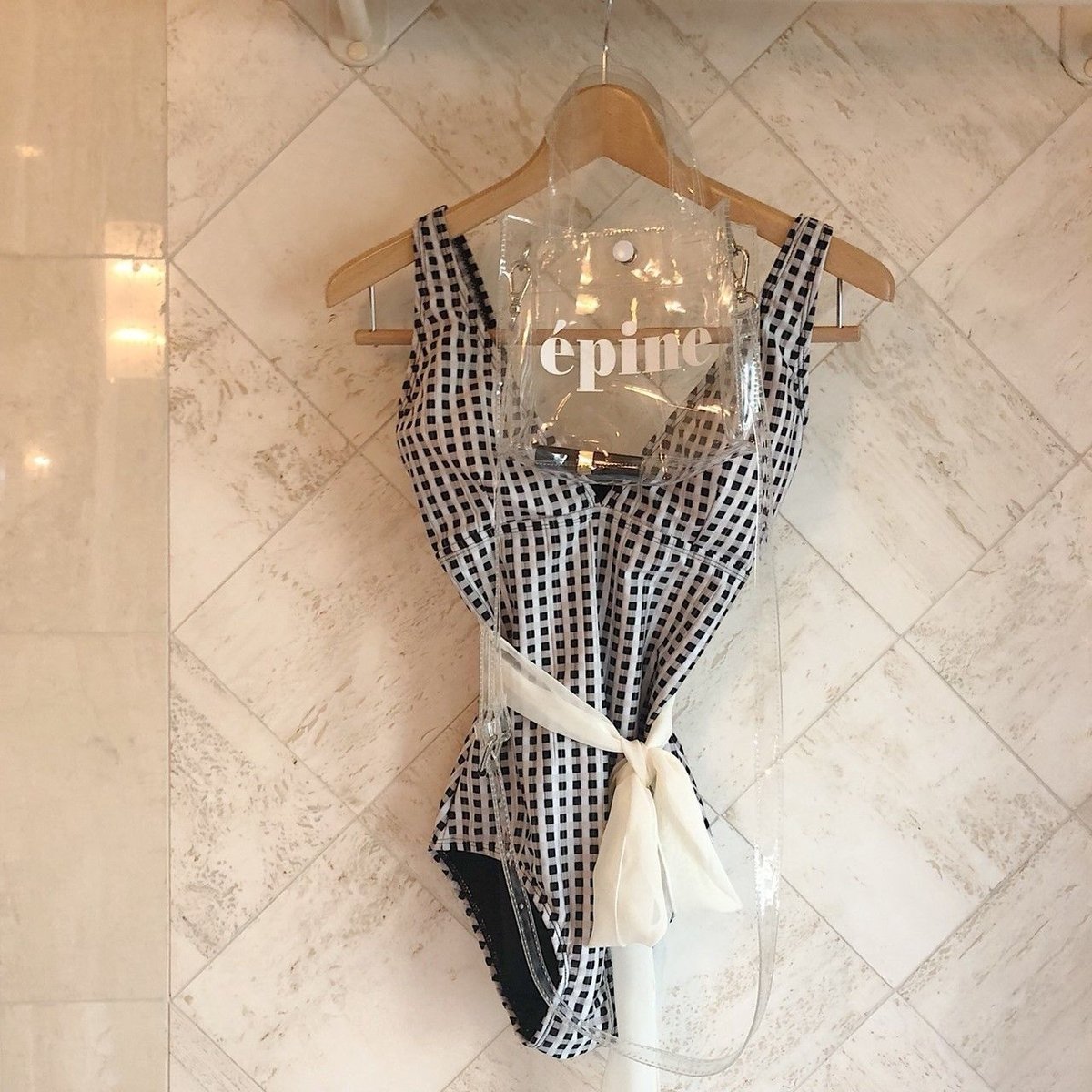 chiffon ribbon check swim wear | épine chiffon ribbon check swim wear | épine