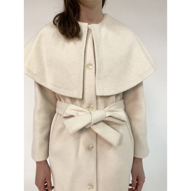 cape 2way shaggy long coat ivory | épine