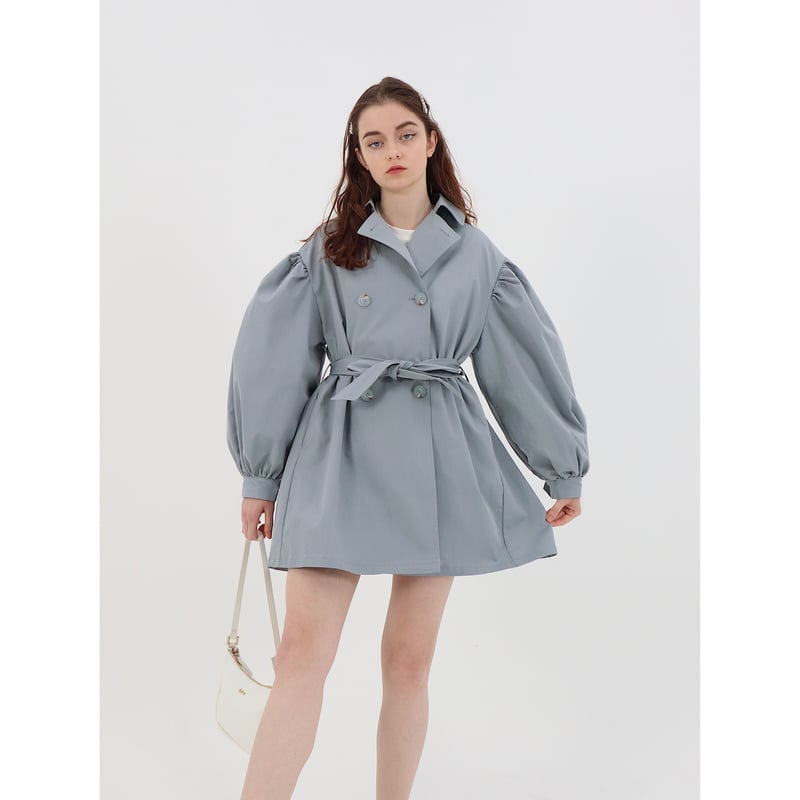arm volume mini trench coat ice blue | épine 