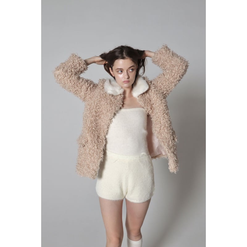 poodle fur collar coat pink | épine poodle fur collar coat pink | épine