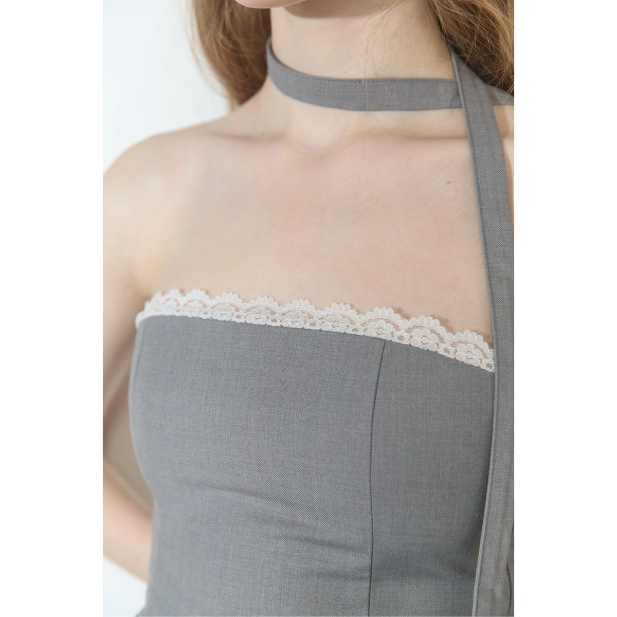 épine lace bare pleats ribbon tieonepiece（2colo