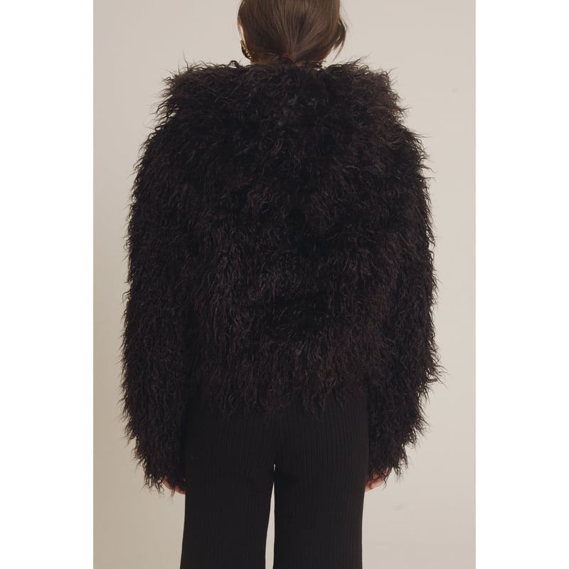 hood 2way volume fur coat black | épine