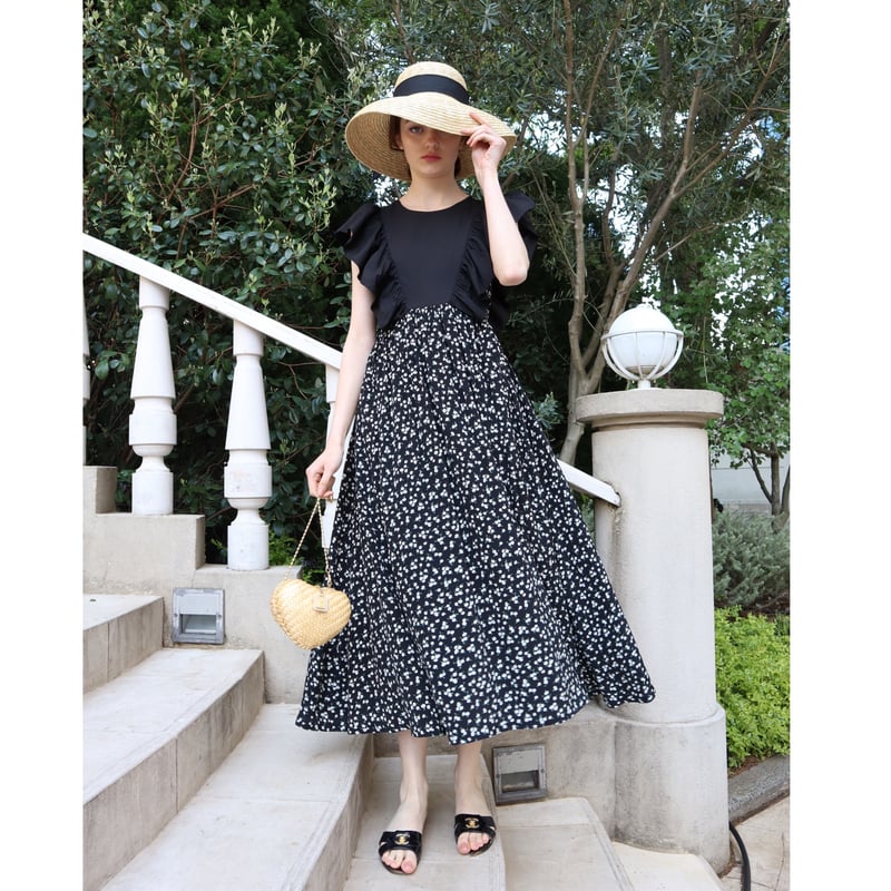 épine フードワンピース ブラック 花柄 14_000000020541.jpg?1681287886