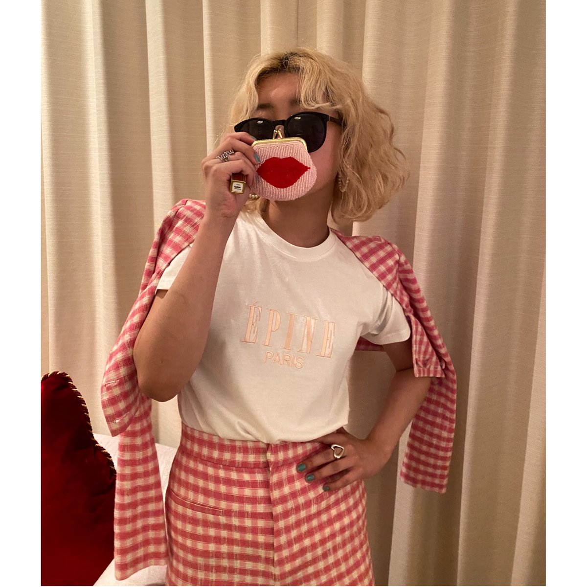 限定品】ÉPINE PARIS tee white×pink | épine 限定品】ÉPINE PARIS tee white×pink | épine