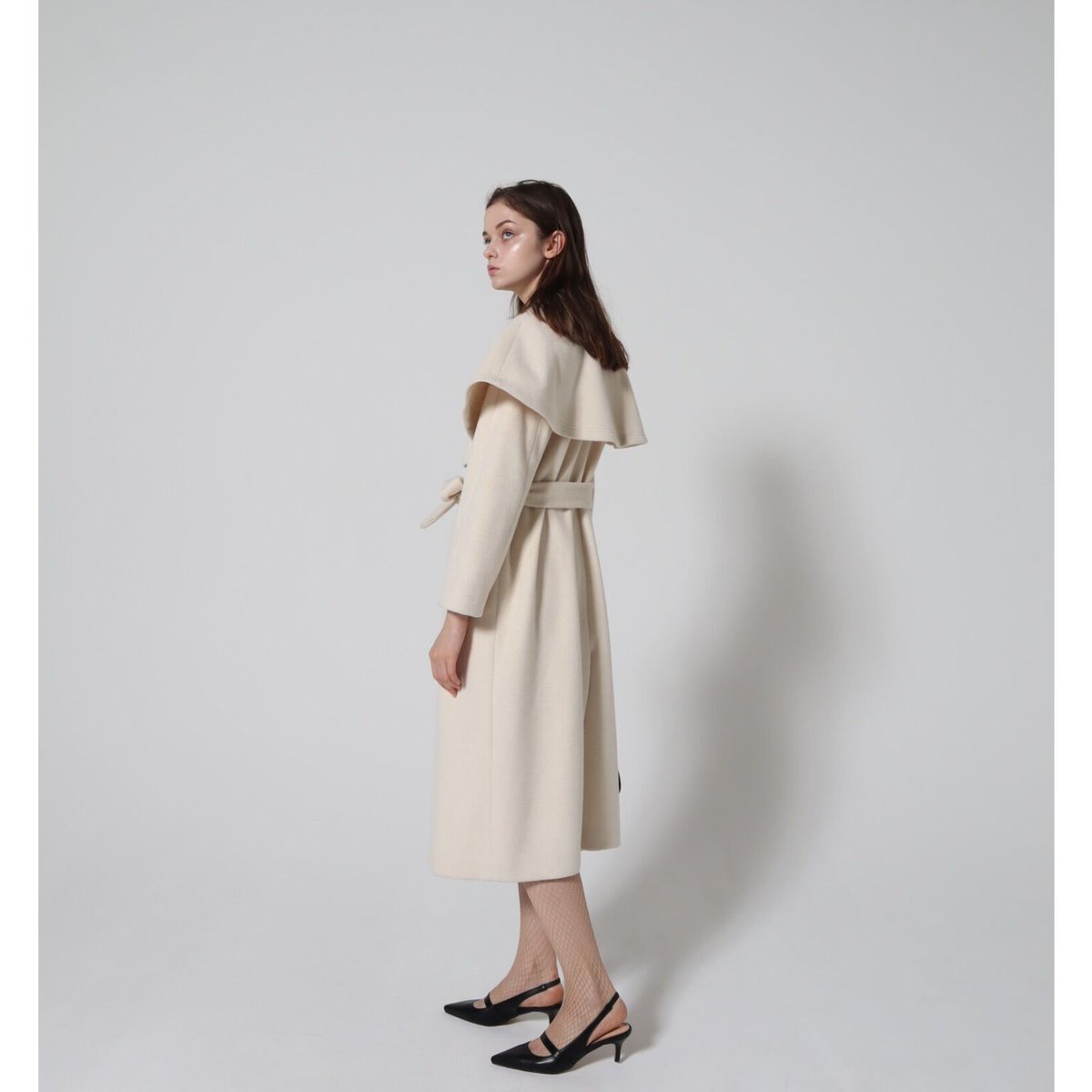 cape 2way shaggy long coat ivory | épine