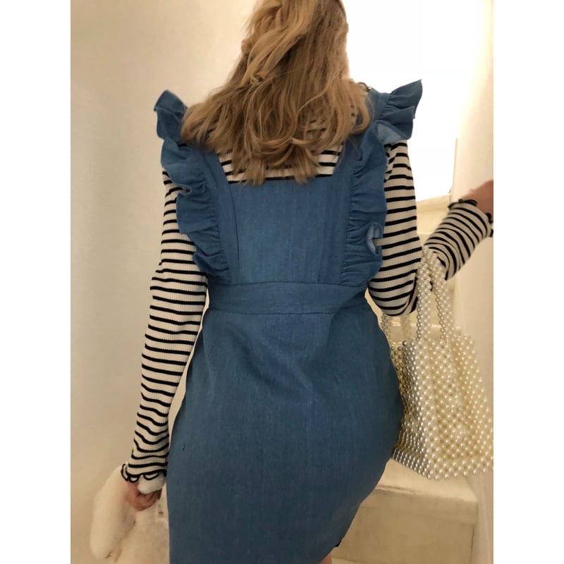 denim frill onepiece light blue | épine denim frill onepiece light blue | épine