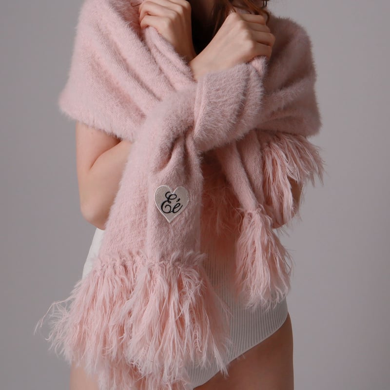 ♡Éé mohair fringe muffler pink | épine ♡Éé mohair fringe muffler pink | épine