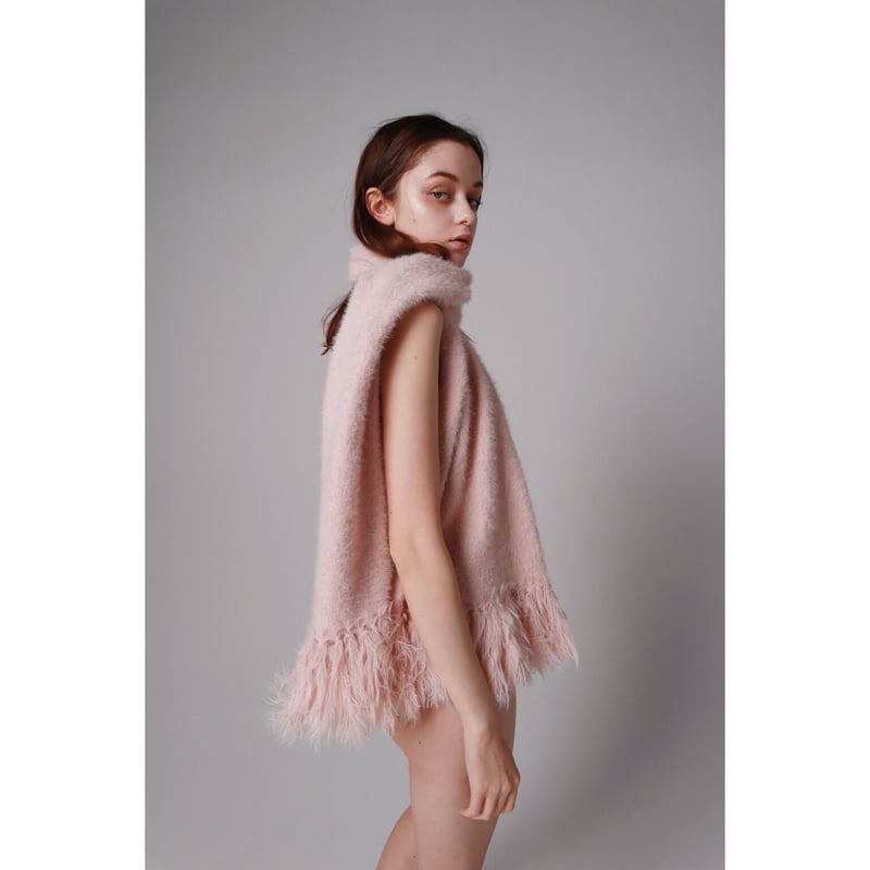 ♡Éé mohair fringe muffler pink | épine