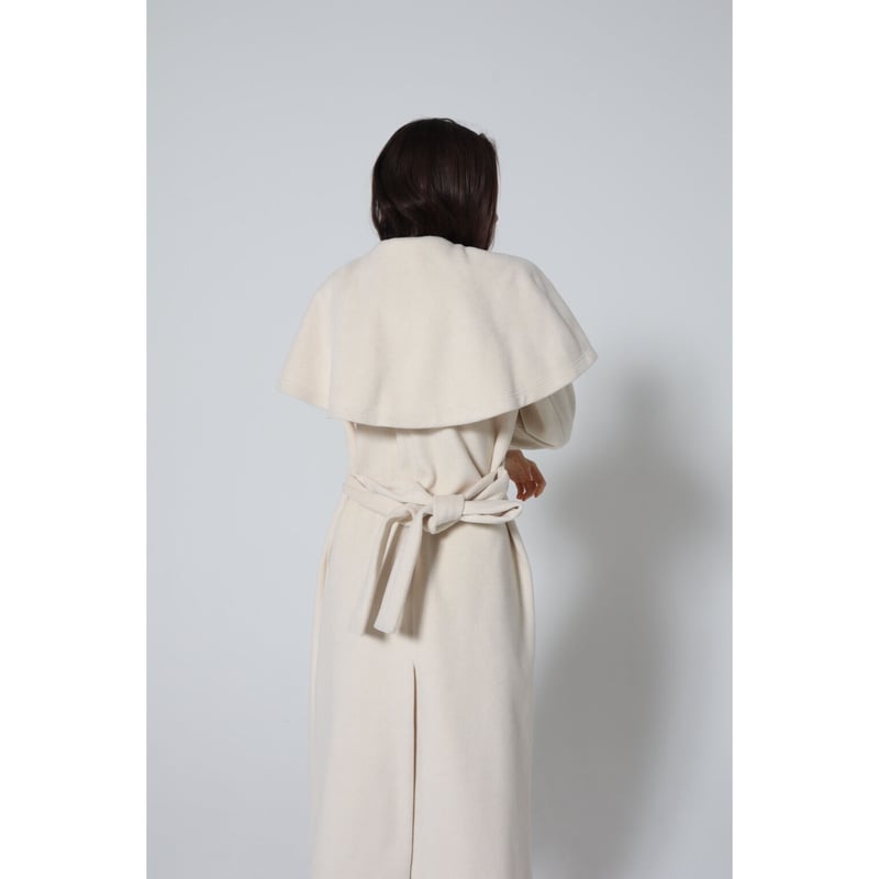 cape 2way shaggy long coat ivory | épine