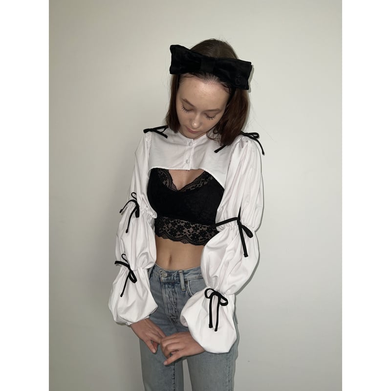 volume ribbon cropped blouse(3 color) | épine volume ribbon cropped blouse(3 color) | épine