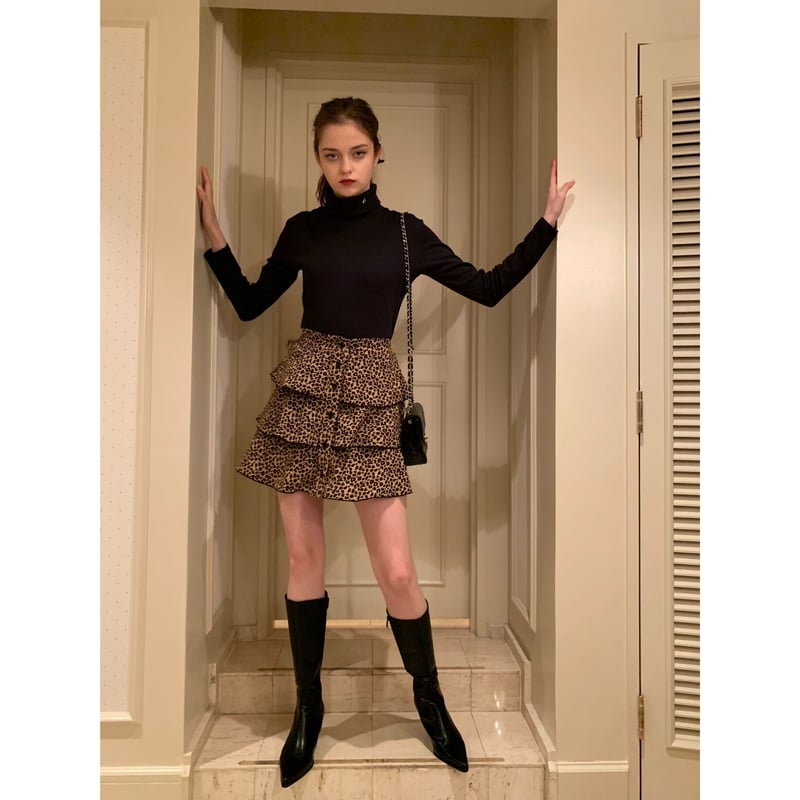 ALGONQUINS レオパード柄ストラップミニスカート ヒョウ柄