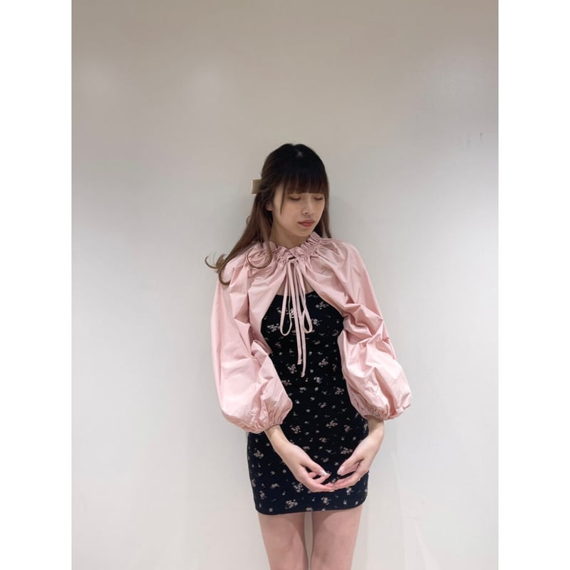 gather ribbon volume sleeve blouse pink | épine
