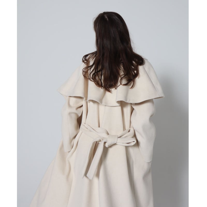 cape 2way shaggy long coat ivory | épine