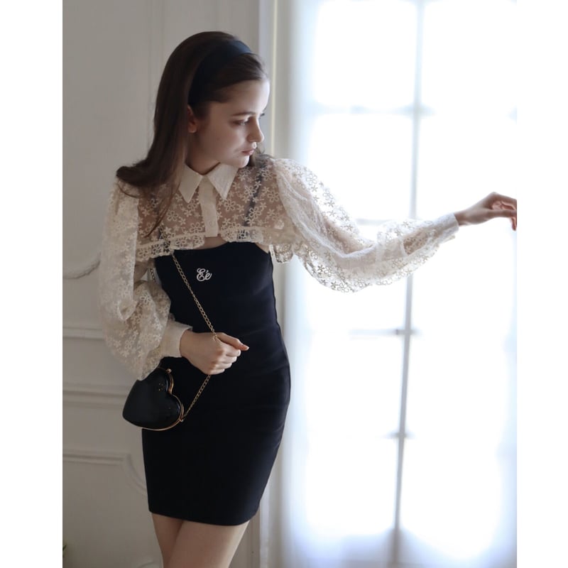 epine arm volume frill cropped blouse