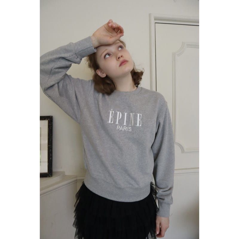 ÉPINE PARIS embroidery sweat gray×white - トレーナー/スウェット