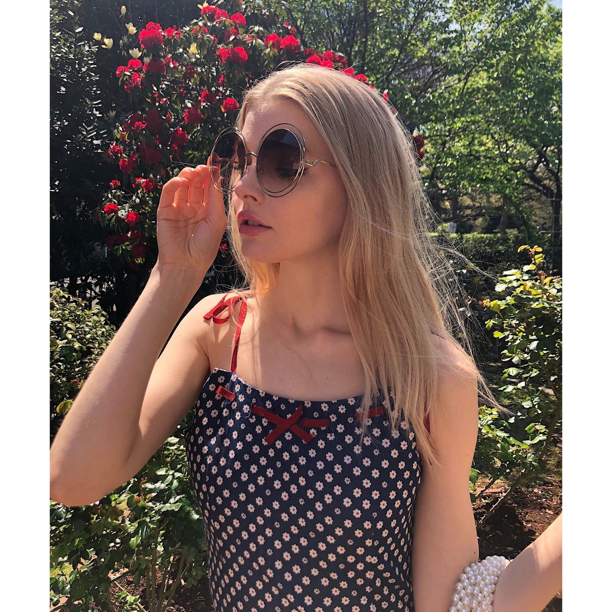 denim flower ribbon onepiece | épine
