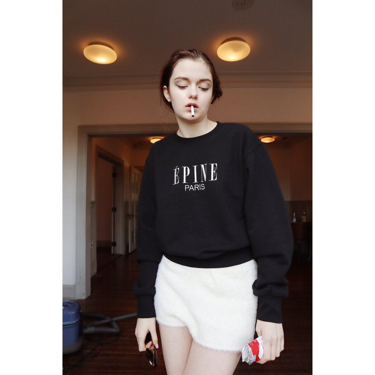 ÉPINE PARIS embroidery sweat black×white | épine ÉPINE PARIS embroidery sweat black×white | épine