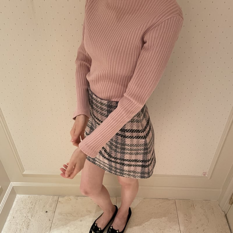 Baby pink plaid clearance skirt