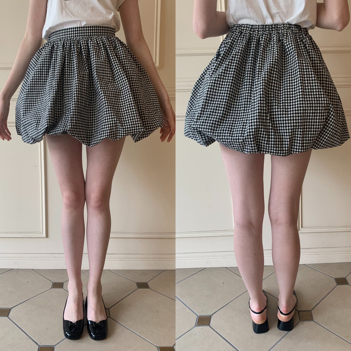 balloon volume mini skirt gingham check | épine balloon volume mini skirt gingham check | épine