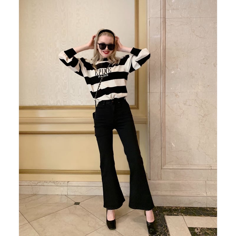 épine high-waist fit bell jeans black | épine