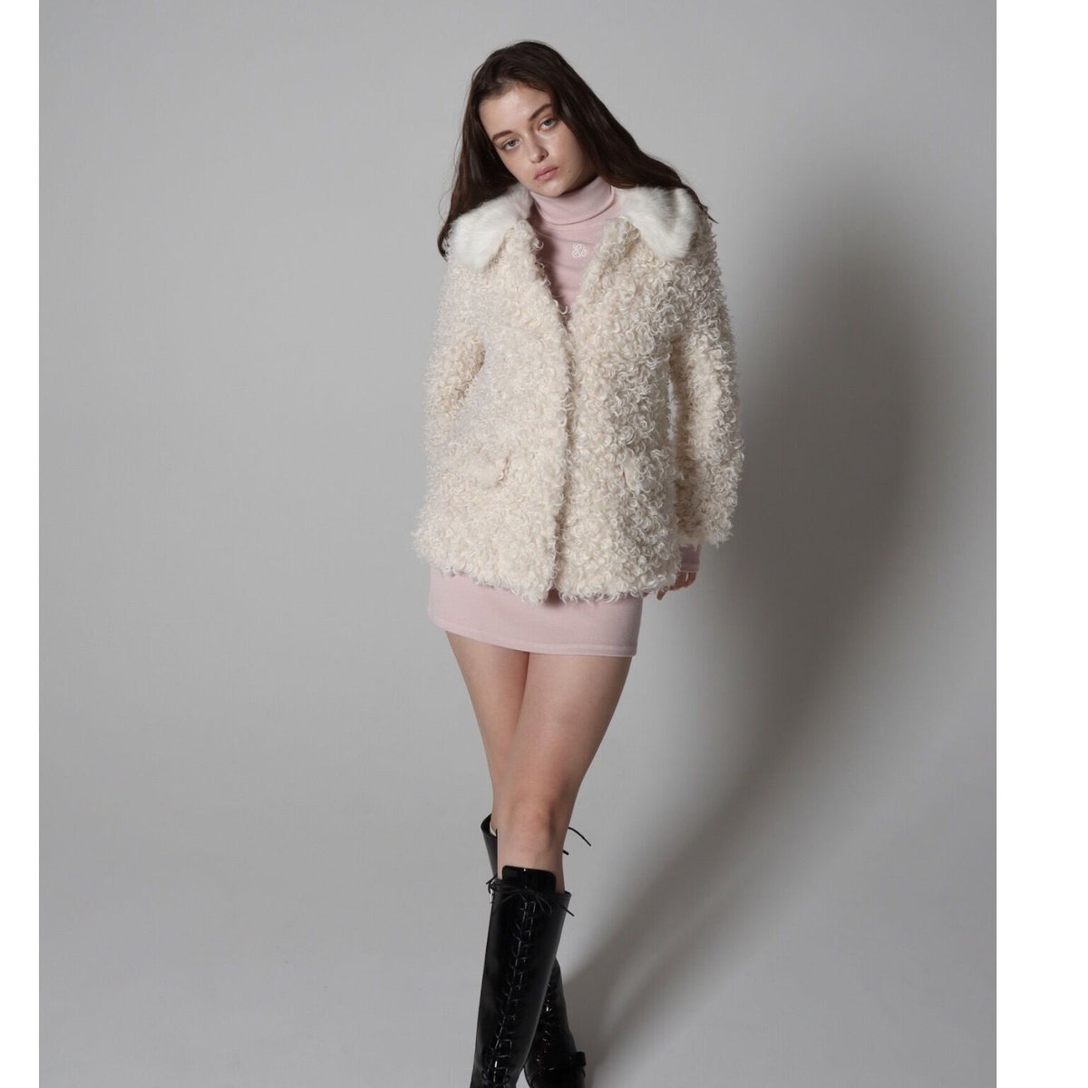 poodle collar fur coat ivory | épine