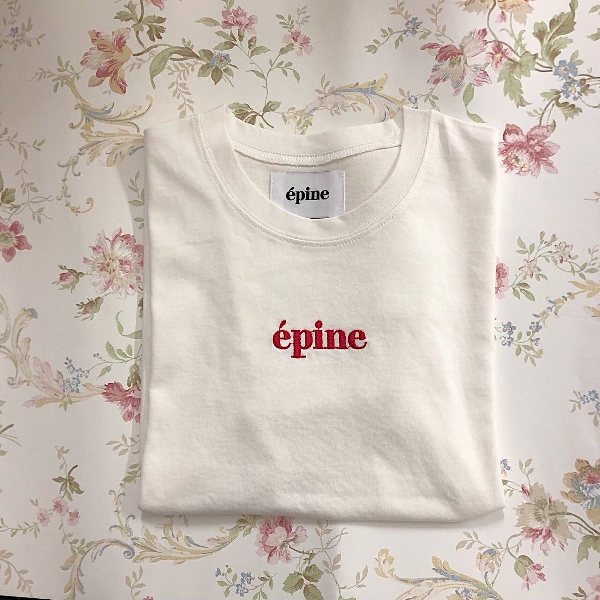 epine embroidery tee white×red | épine