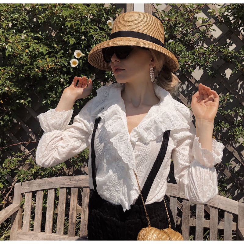 cotton lace 2way frill blouse | épine