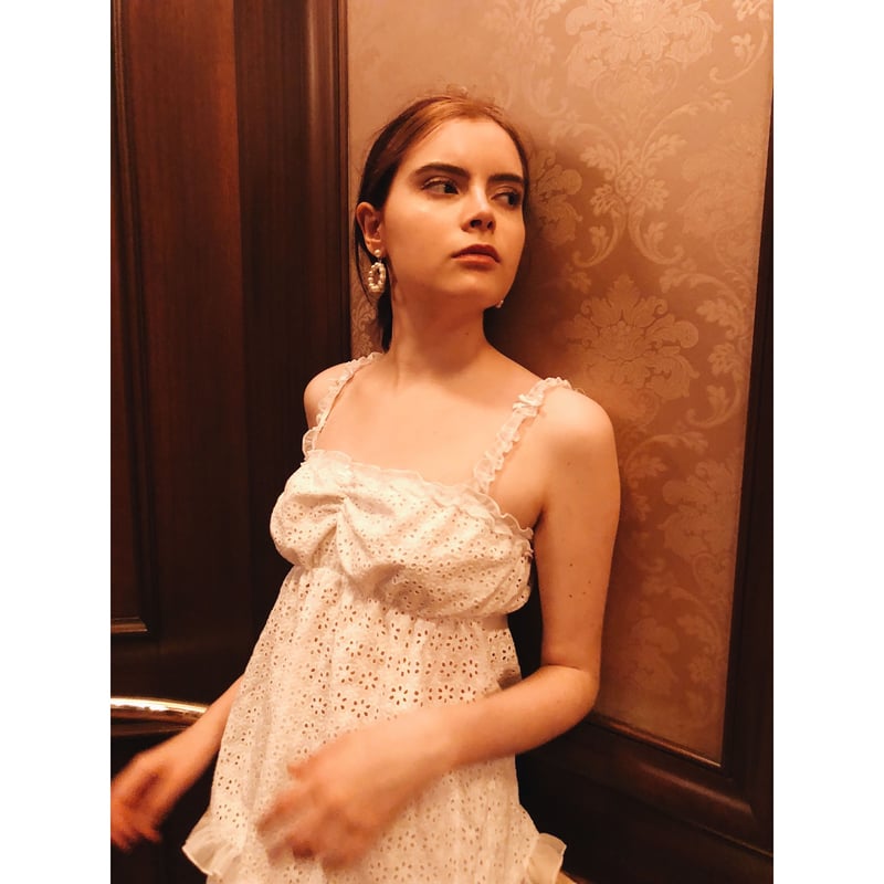 épine double ribbon frill blouse White lace frill back ribbon tops white | épine