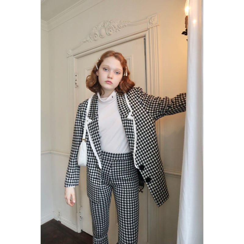 lace check knit jacket | épine