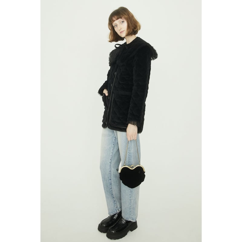 collar 2way tulle piping quilting down coat vel
