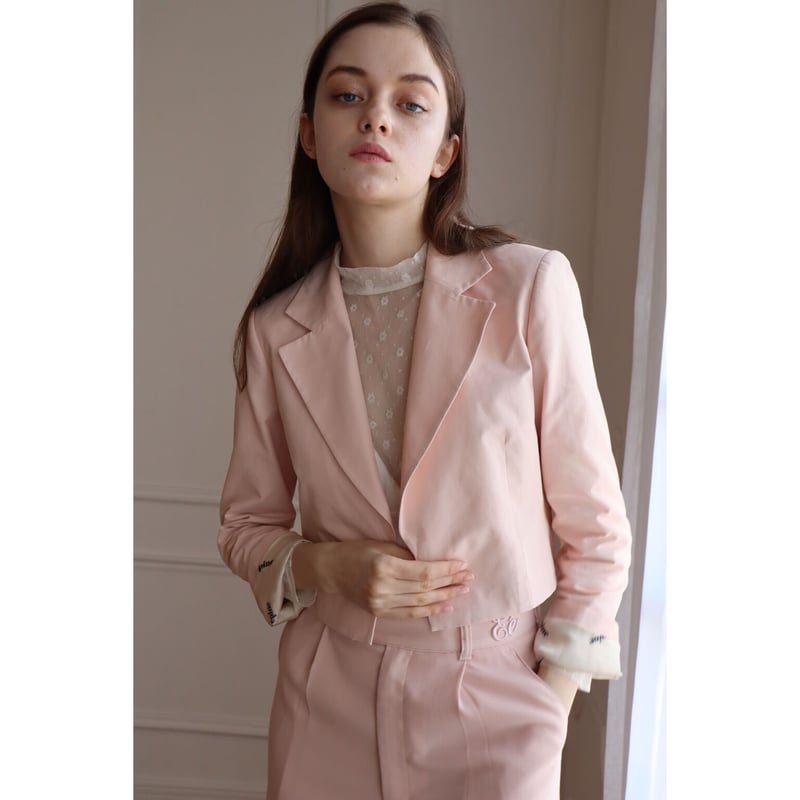 épine logo lining short jacket baby pink