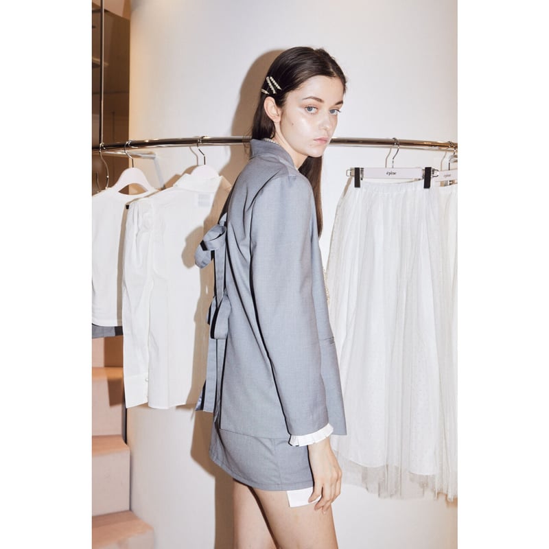 back ribbon Pearl pleats frill jacket suits gr back ribbon Pearl pleats frill jacket suits gr