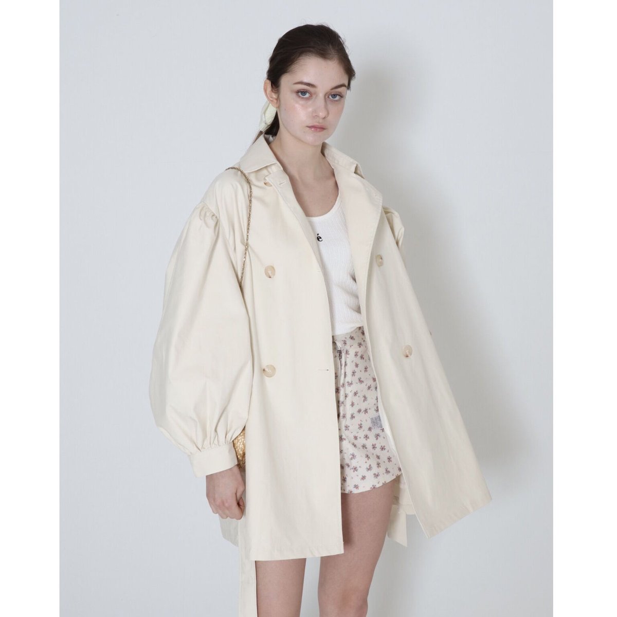 arm volume mini trench coat ivory | épine