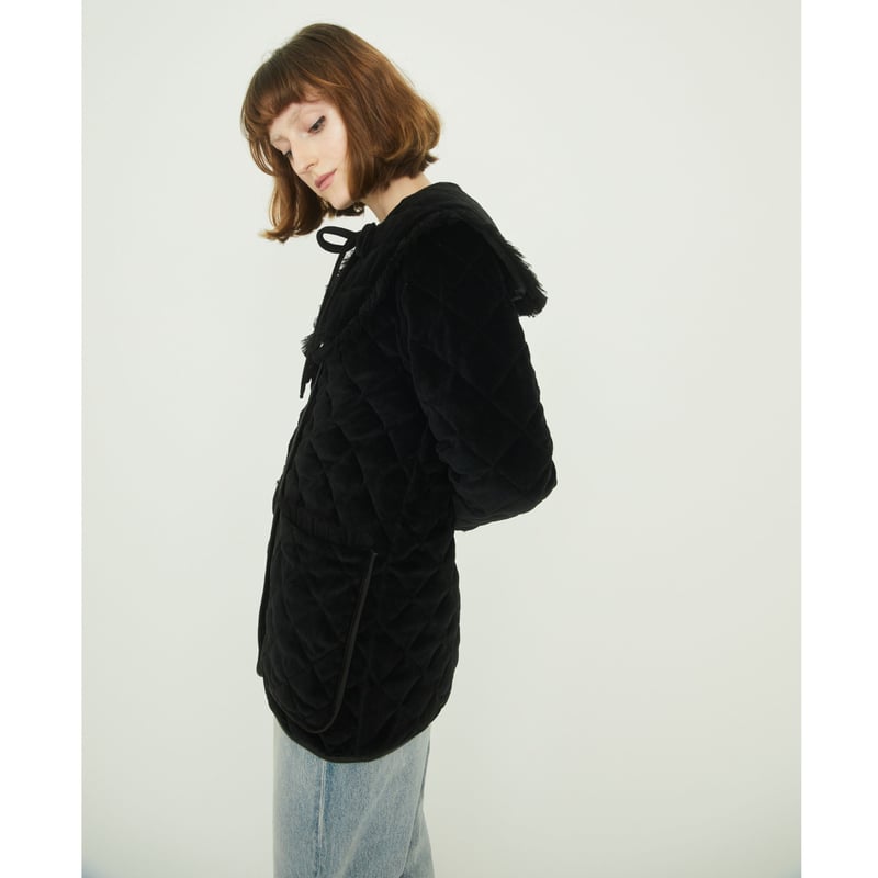 collar 2way tulle piping quilting down coat vel