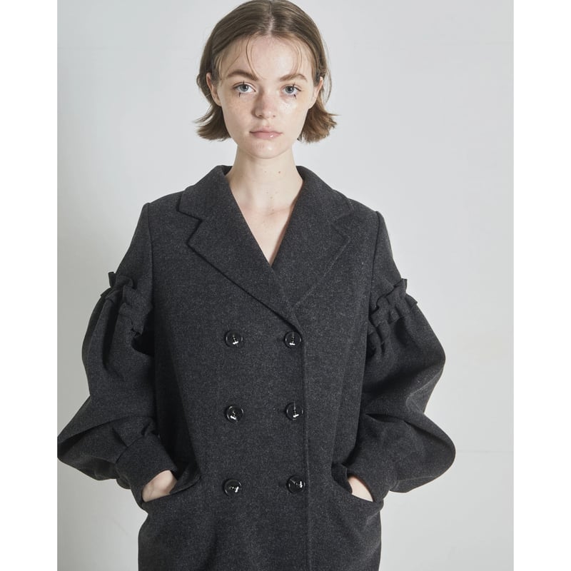 volume wool tailored coat charcoal gray | épine