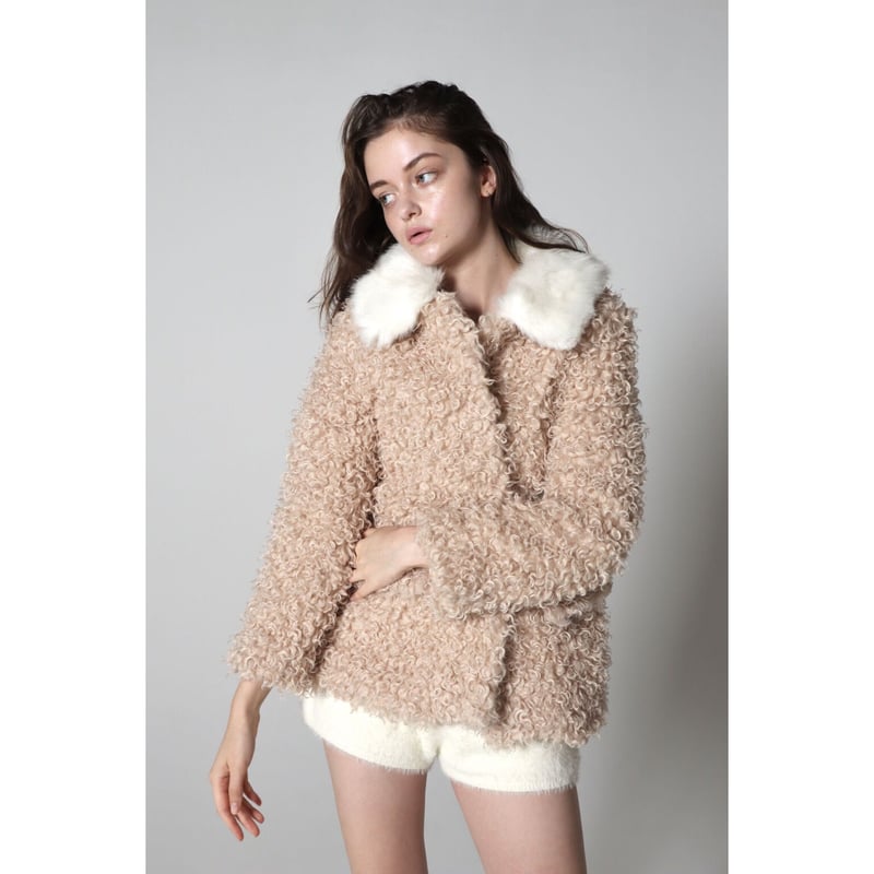 poodle fur collar coat pink | épine