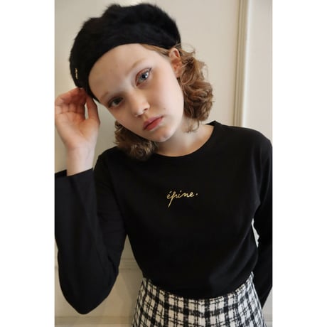 épine embroidery gold logo long tee black