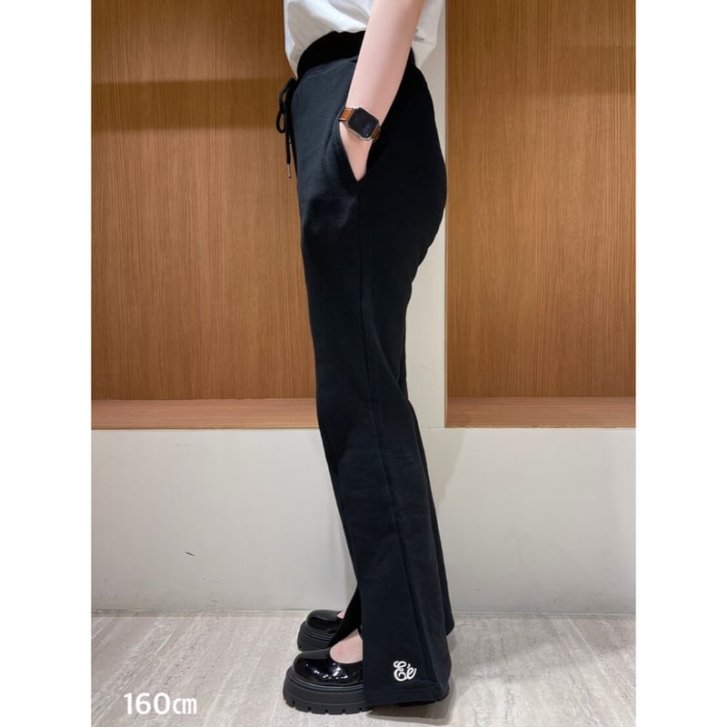 Eé slit jersey pants black×white | épine