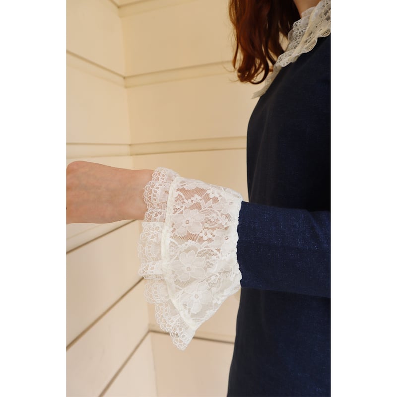 lace collar denim onepiece | épine lace collar denim onepiece | épine