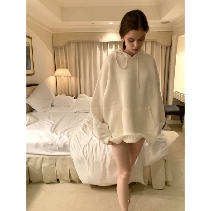 Epine Ee knit hoodie white