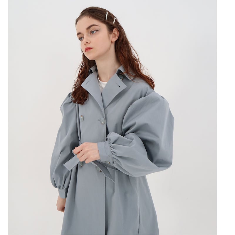 arm volume mini trench coat ice blue | épine