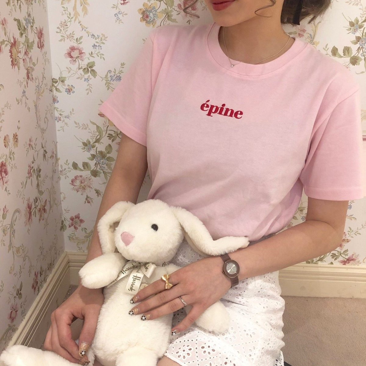 épine - 【新品未使用】epine tシャツ ピンク　エピヌ　エピT ÉPINE PARIS embroidery tee white×baby pink | épine