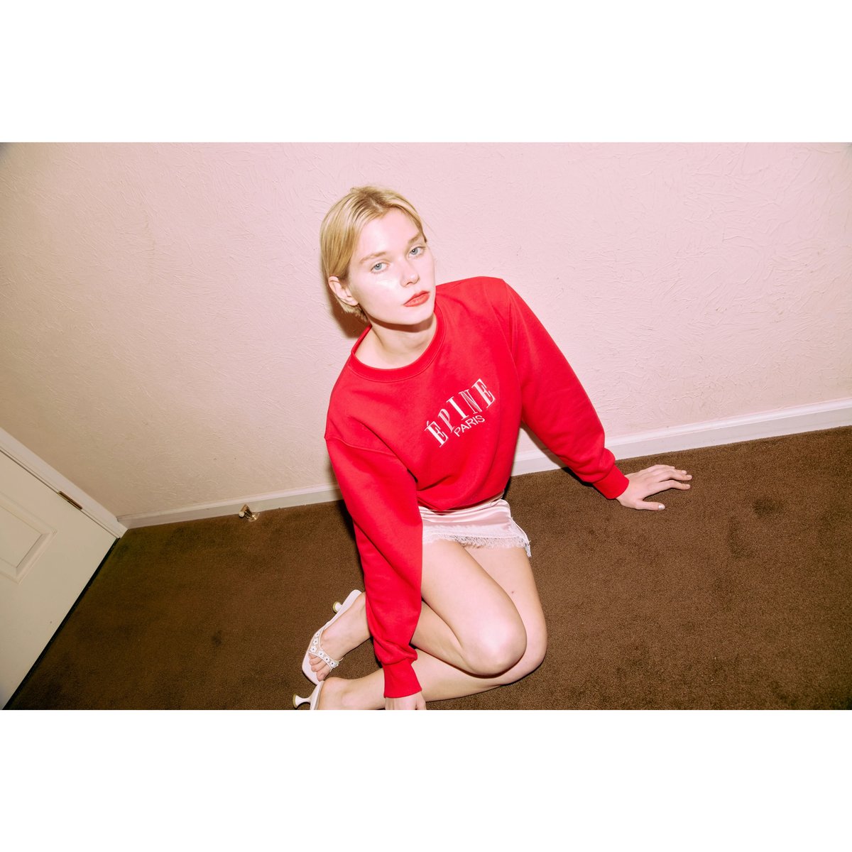 ÉPINE PARIS embroidery sweat red×babypink | épine