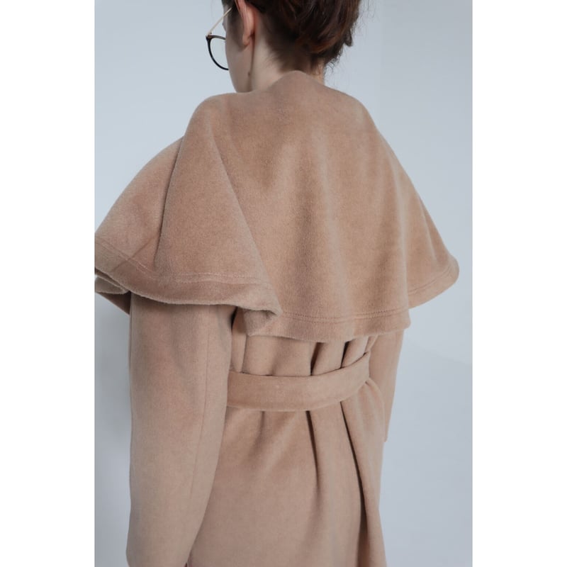 cape 2way shaggy long coat beige | épine