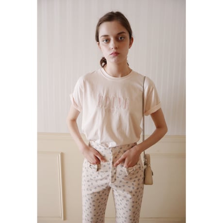 ÉPINE PARIS embroidery tee baby pink×baby pink