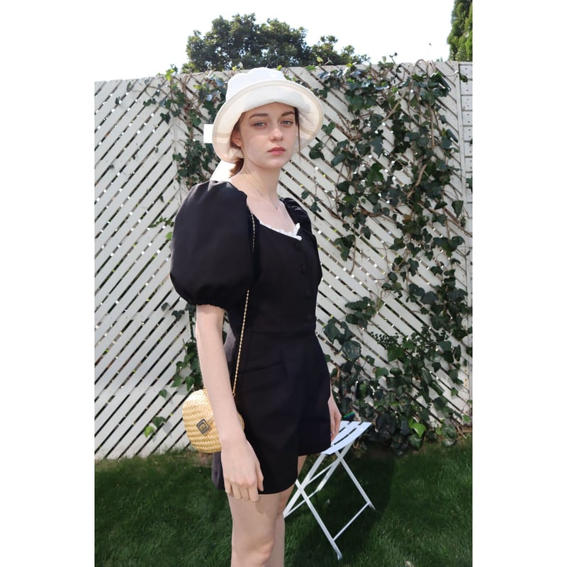 lace mini rompers black | épine 