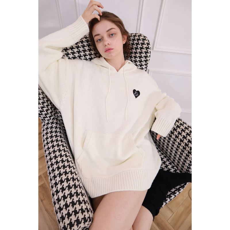 ♡ Eé knit hoodie off white | épine ♡ Eé knit hoodie off white | épine
