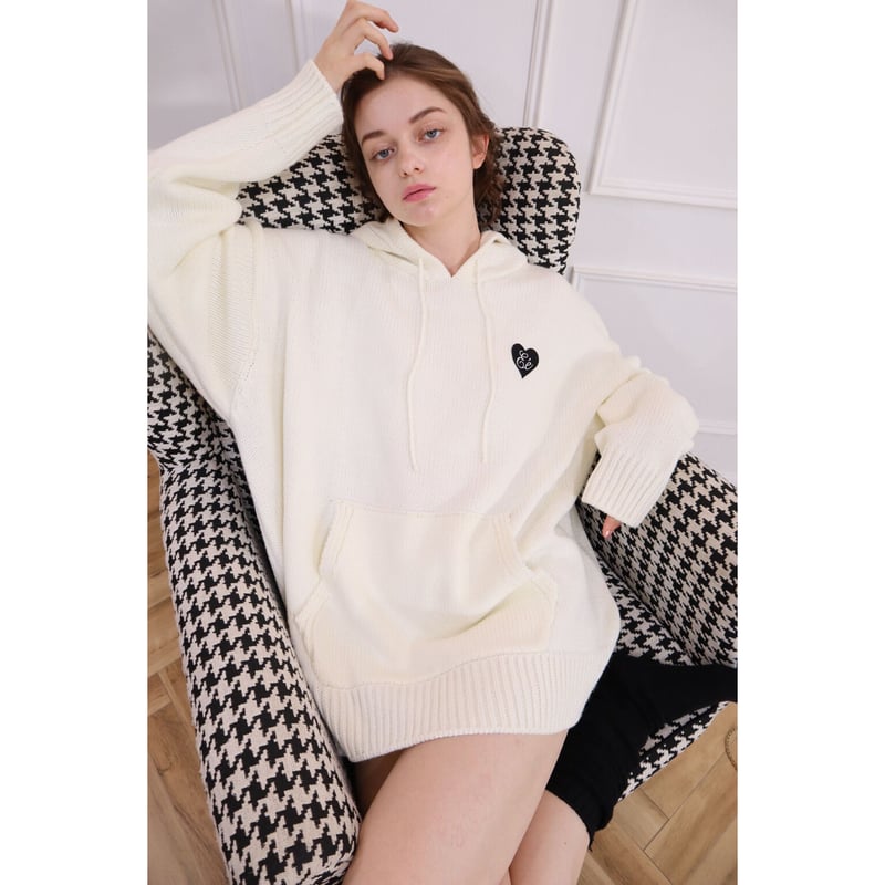 Epine Ee knit hoodie white